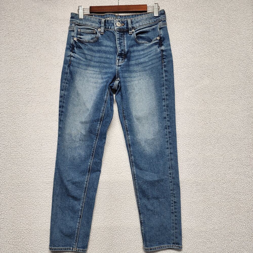 American Eagle Womens Tomgirl Jeans Size 4 Blue Denim Mid Rise Button Fly Cotton